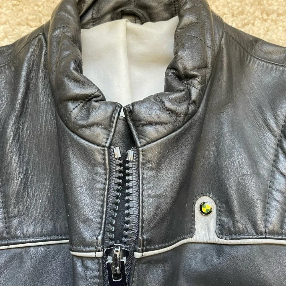 BMW Collection leather biker jacket Vintage 1980s Made in Germany Size US Small - Picture 5 of 7